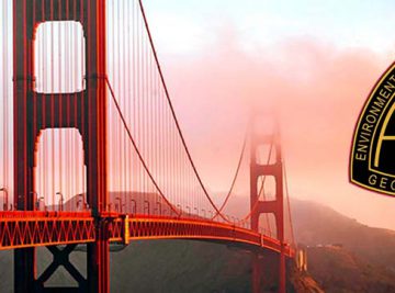 Golden Gate Bridge with AEG and IAEG logos