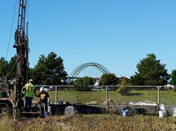 Drilling rig at OSU MSI site in Newport, Oregon