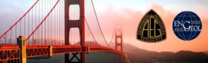 Golden Gate Bridge with AEG and IAEG logos