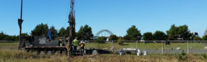 Drilling rig at OSU MSI site in Newport, Oregon